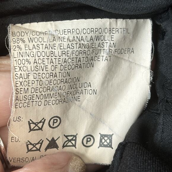 Karl Lagerfeld Womens Blazer 4 38 Black Wool Preppy Workwear Professional - Picture 7 of 8